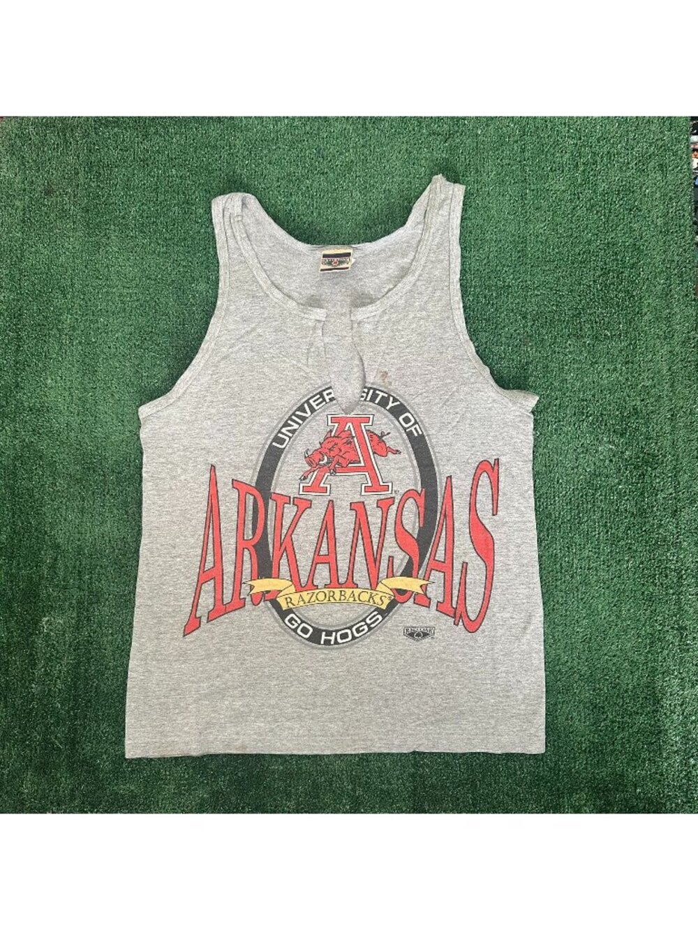 Vintage 90s Arkansas Razorbacks Tank Top Single Stitch Thrashed College NCAA